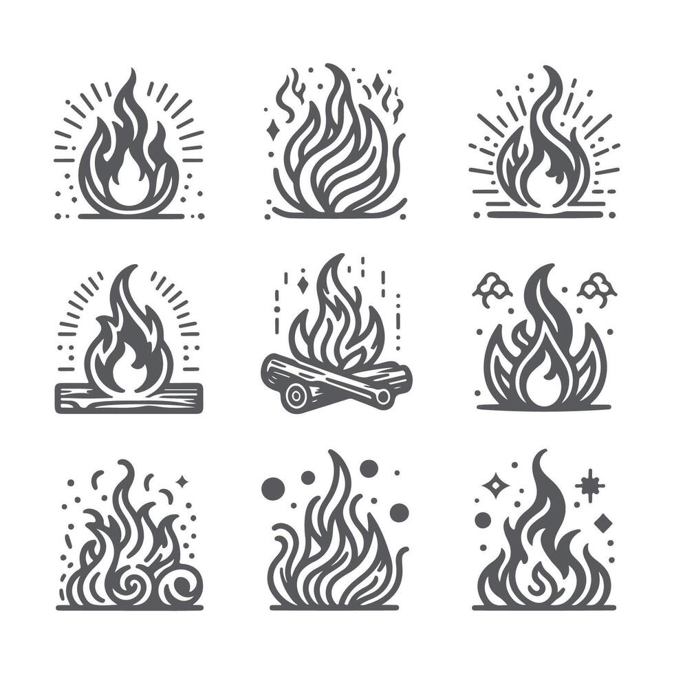 Ignite Your Art Hand Drawn Fire Illustration Collection vector