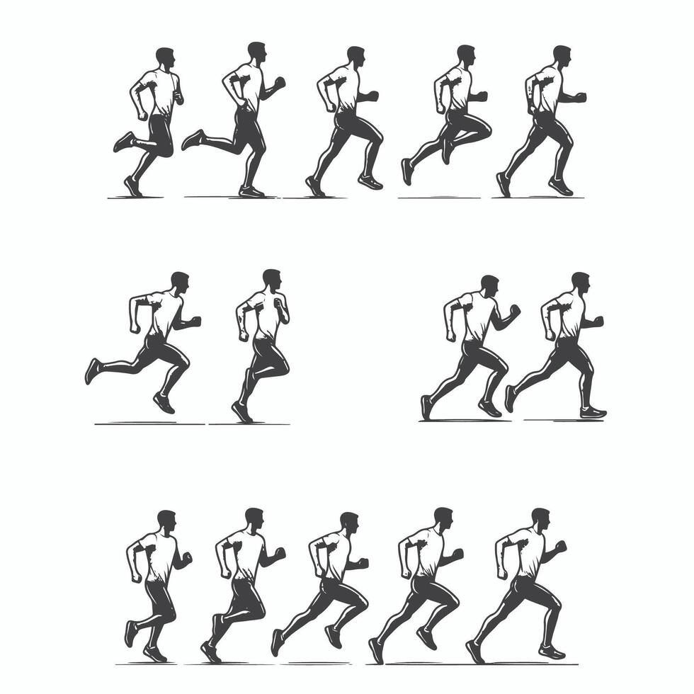 Expressive Sketches of Man in Running Poses vector