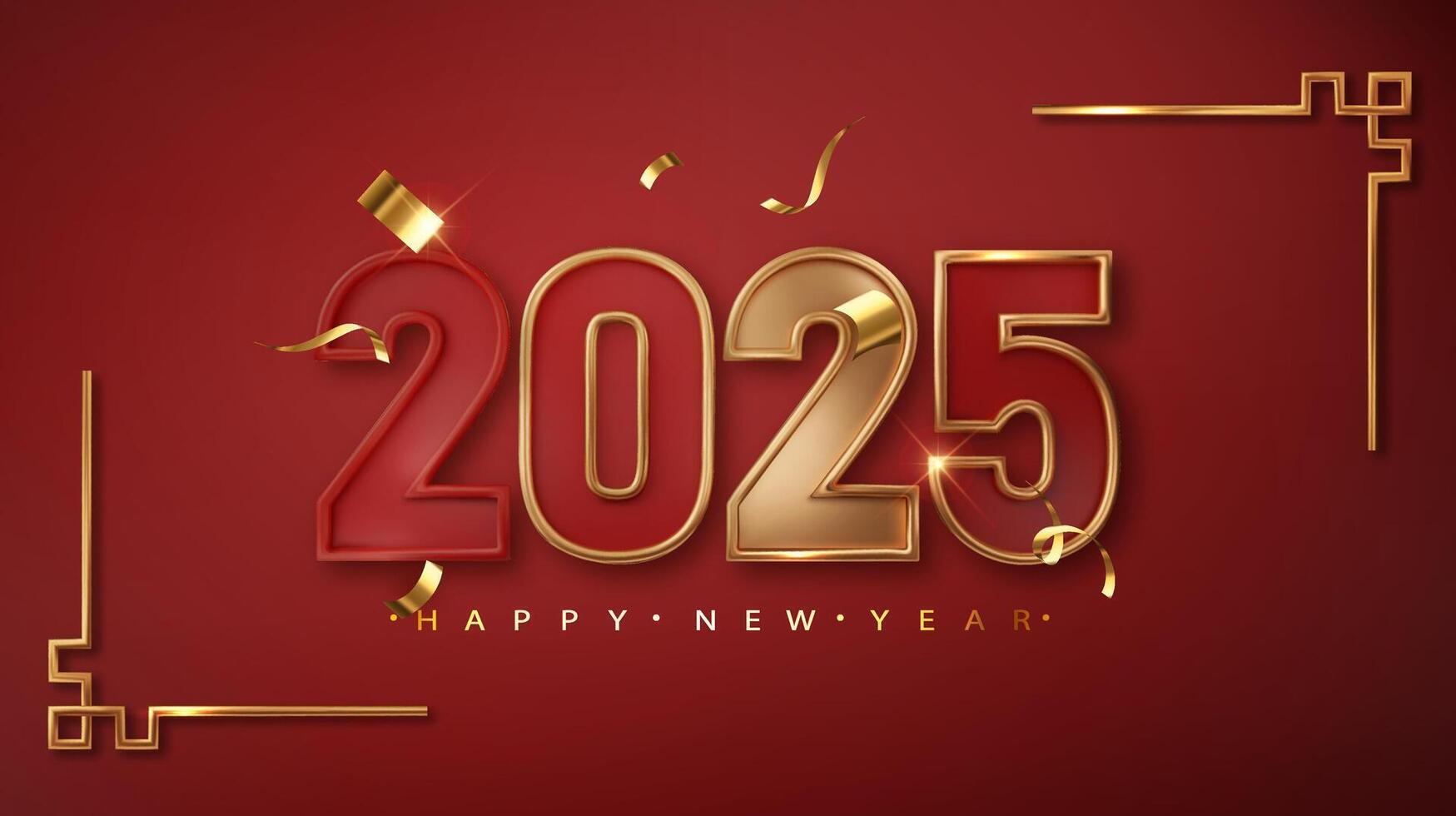 2025 Chinese New Year with golden number and Asian elements. Premium for greetings, celebrations. vector