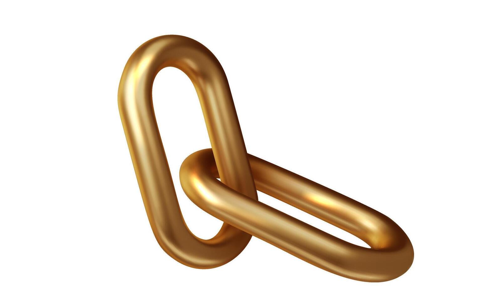 3d gold chain realistic illustration Isolated on white background. 3D chrome metallic retro futuristic design element. vector