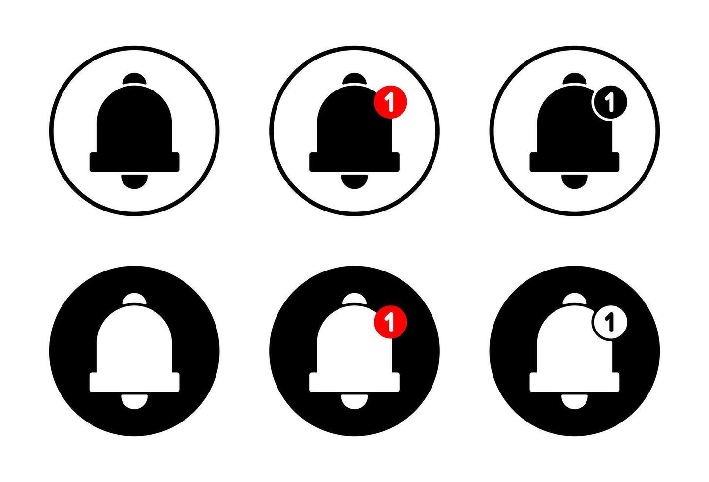 Notification bell icon set on black circle. New notice sign symbol vector