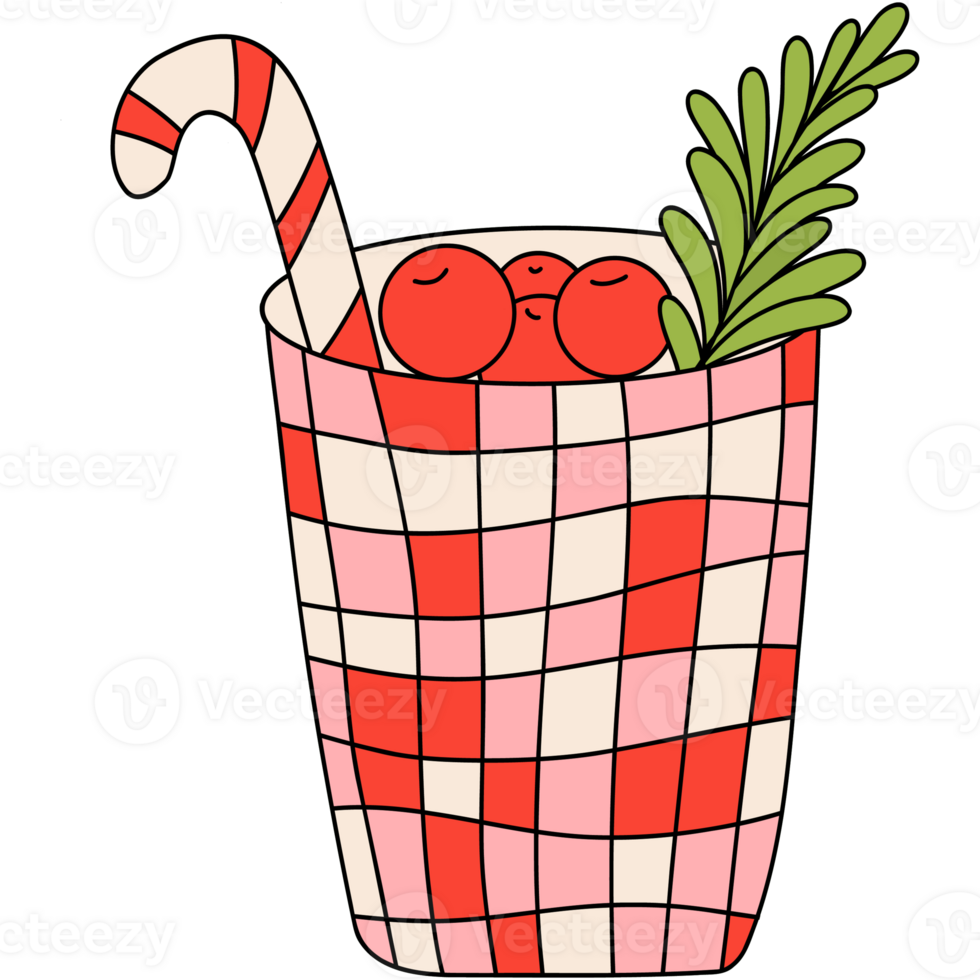 Christmas cold beverage retro style png