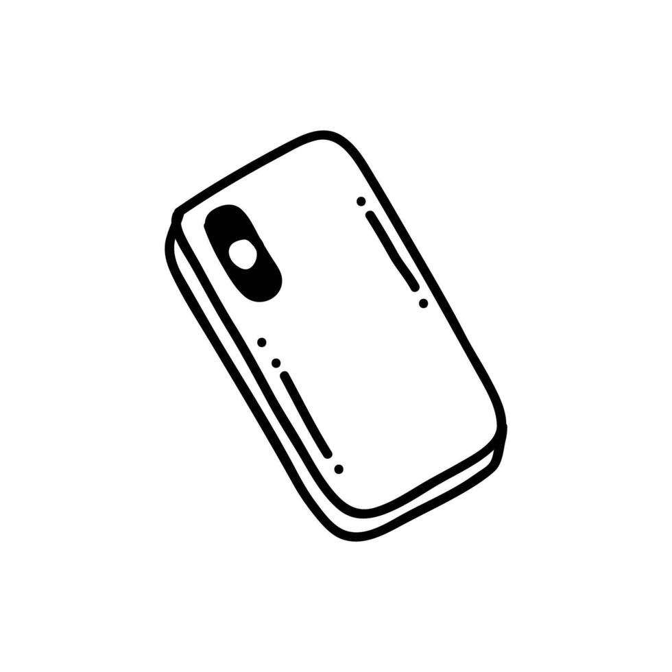 Black and White Hand-Drawn Mobile Icon for a Sleek, Minimal Design vector