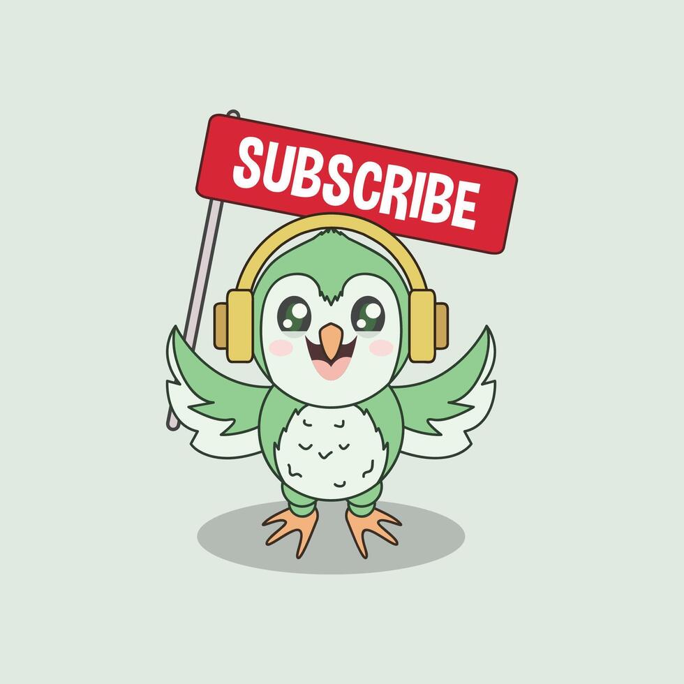 Friendly Owl Mascot Displaying Subscribe Flag for Your Channel vector