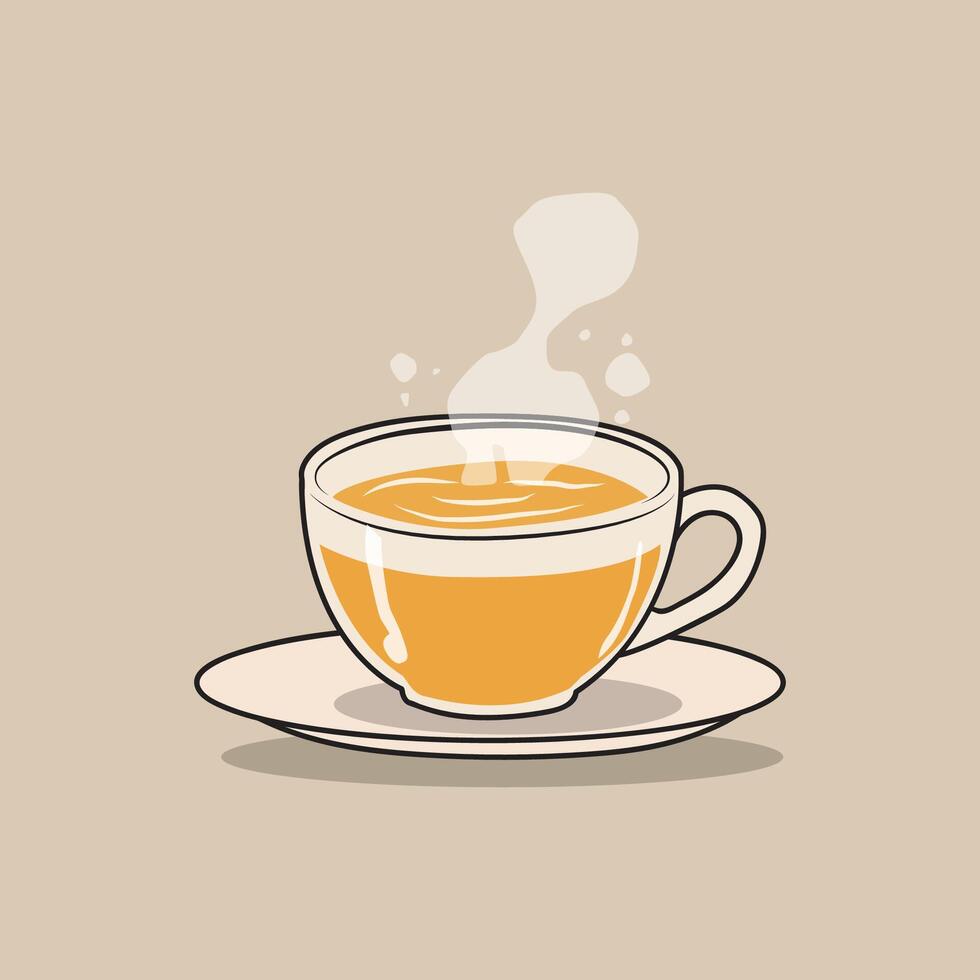 Simple and Elegant Illustration of a Steaming Ginger Tea Cup vector