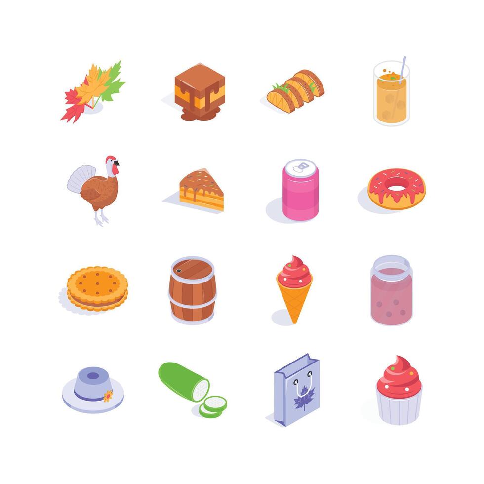 Take a look at this beautifully designed thanksgiving isometric icons vector