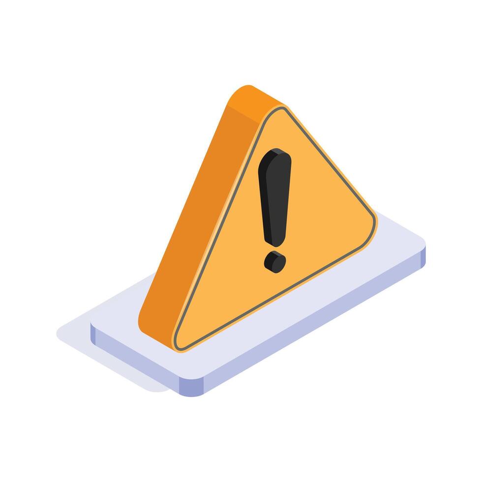 Danger, security risk, threat, warning sign isometric vector