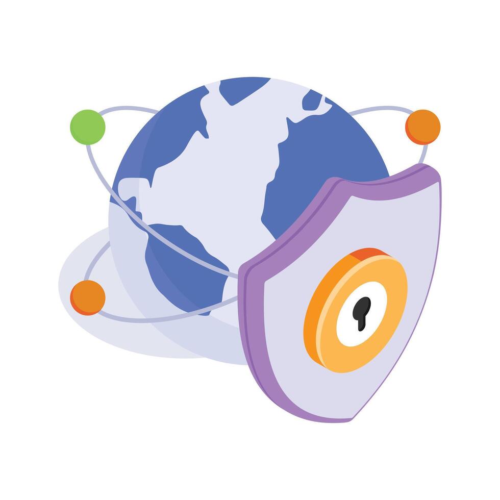 Grab this beautifully designed isometric icon of global security vector