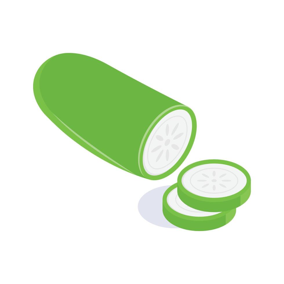 Healthy food, an isometric icon of cucumber in trendy style vector