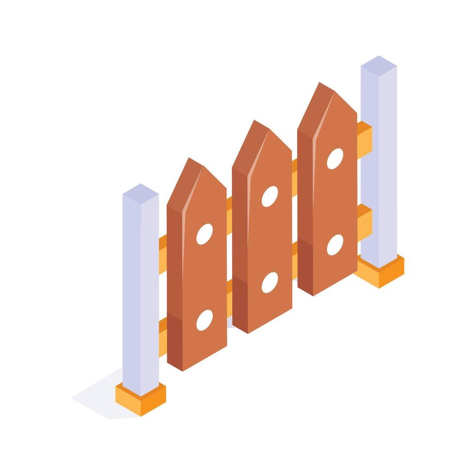 Take a look at this isometric icon of fence, ready to use vector