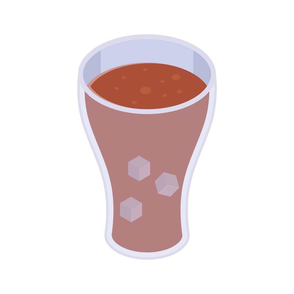 Refreshing cold drink with a straw isometric vector