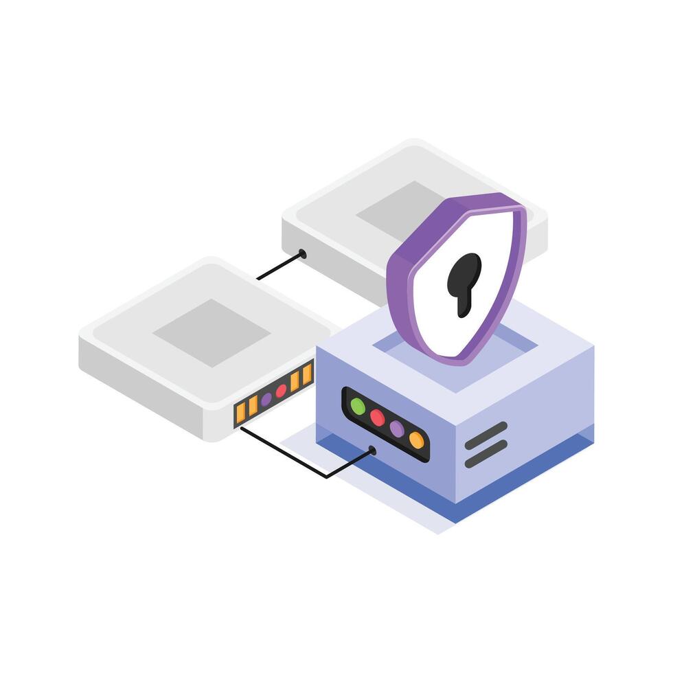 Server stack with secure data encryption, ensuring safe data management vector