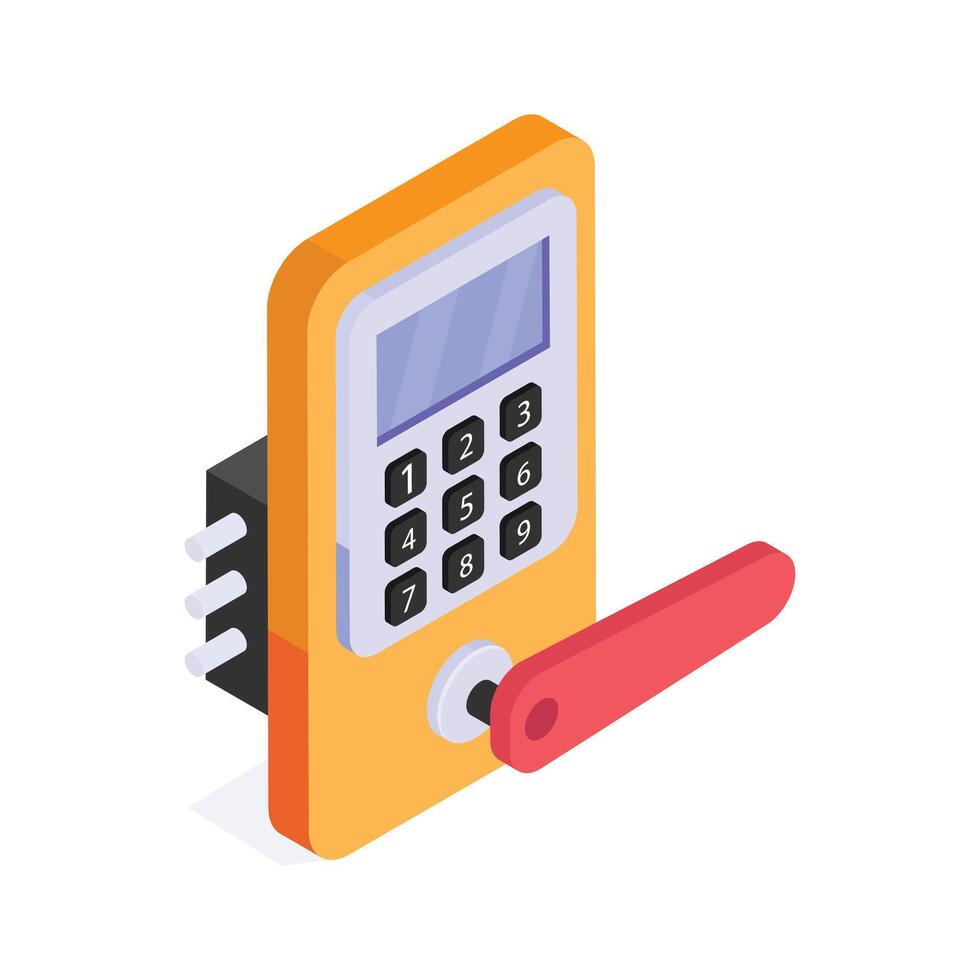 Get this amazing isometric icon smart lock, door lock isometric vector