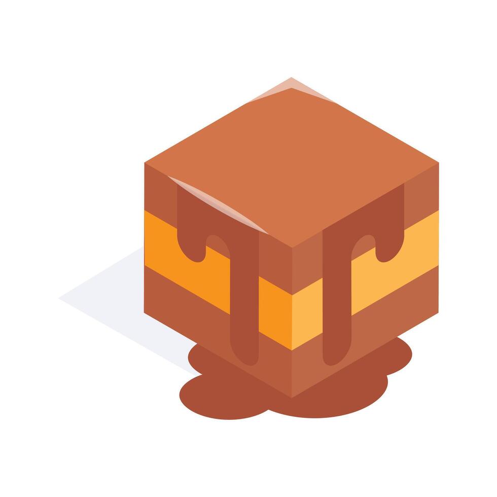 Bakery Food, an isometric icon of brownie cake vector