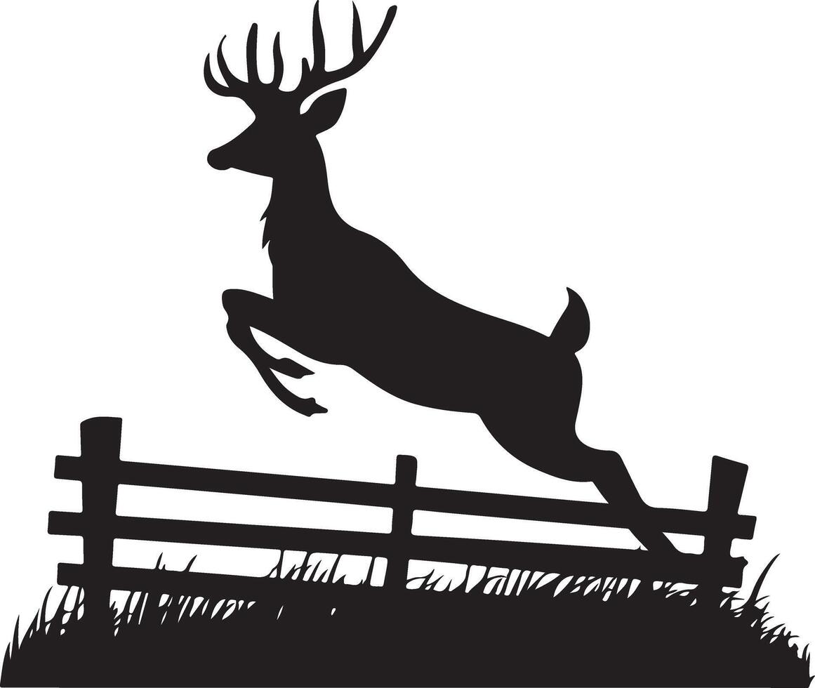 Deer Jumping Silhouette with white background vector