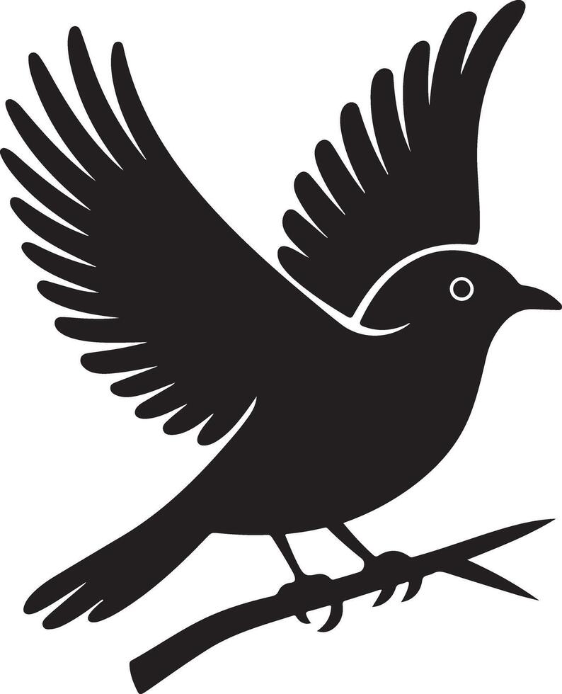 A silhouette illustration a bird perched on a branch vector
