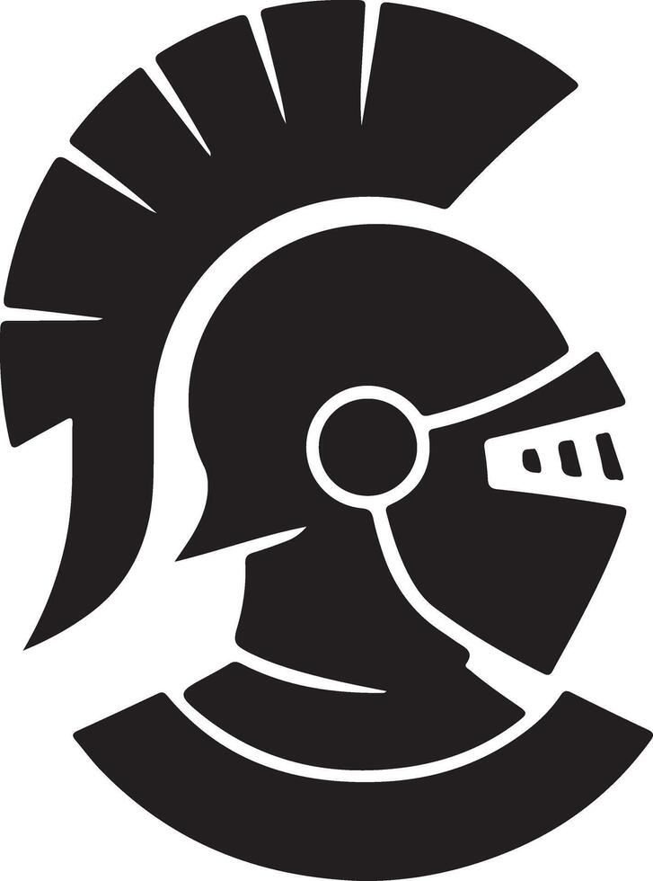 A logo with a black helmet of a medieval knight vector