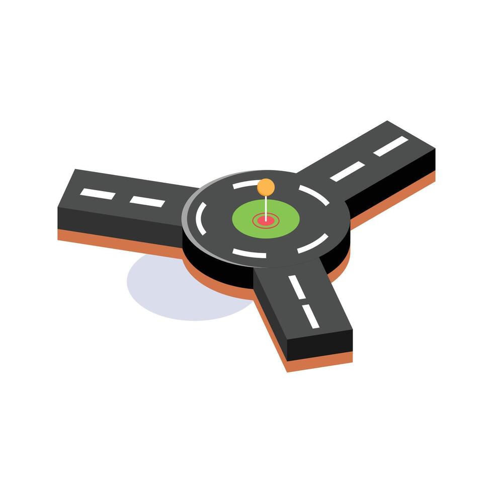 Three way road roundabout with directional navigation indicators vector