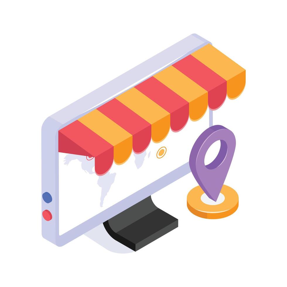 Well designed isometric icon of online marketplace vector