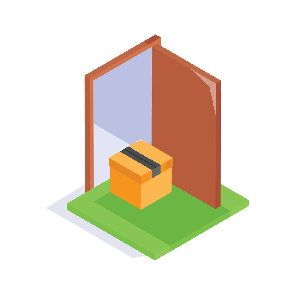 A package delivered at a door, symbolizing home delivery or shipping vector