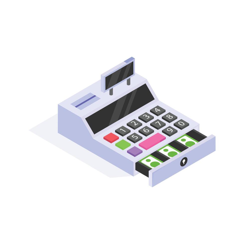 Cash register used for retail checkout or payment processing vector
