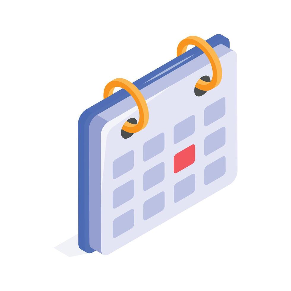 An isometric icon of calendar in modern design style vector