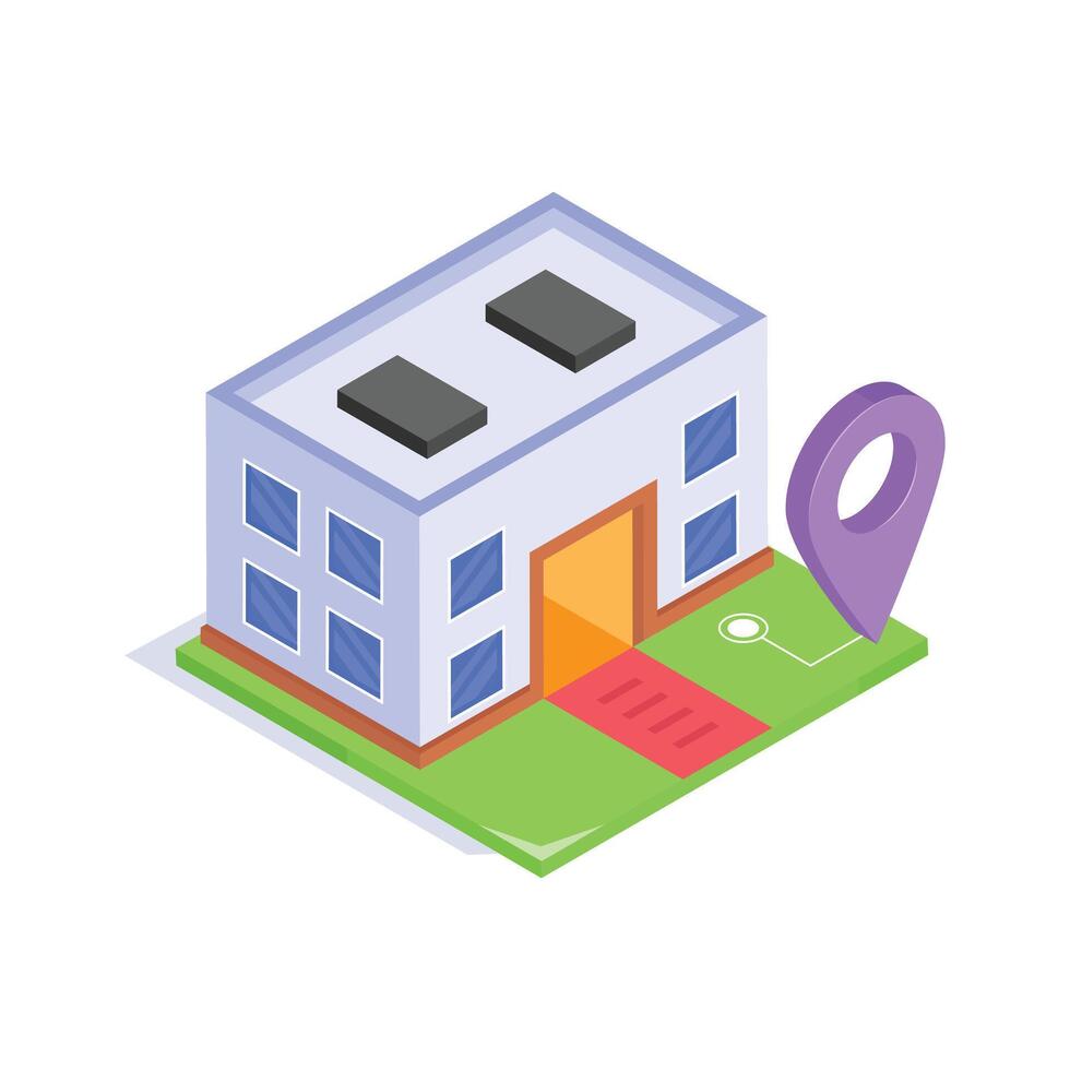 Grab this modern isometric icon of home location vector