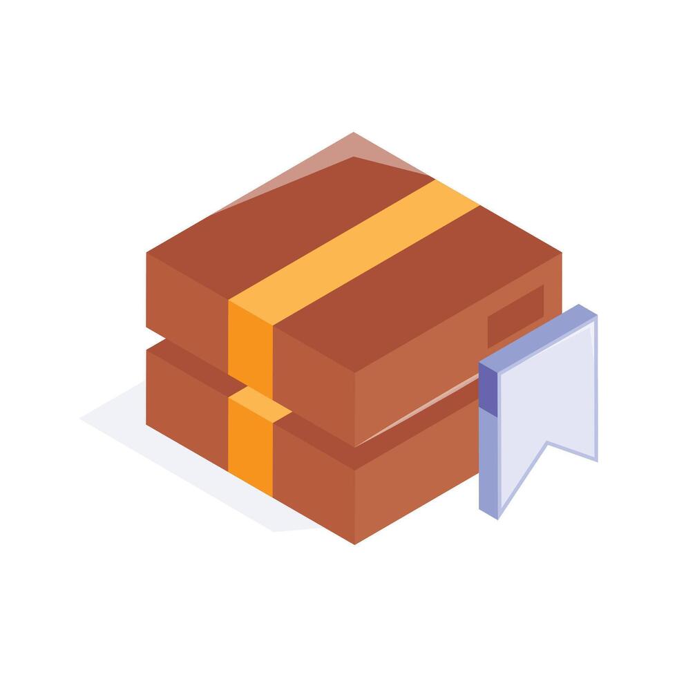 A packed box with a bookmark symbolizing a ready to ship order vector