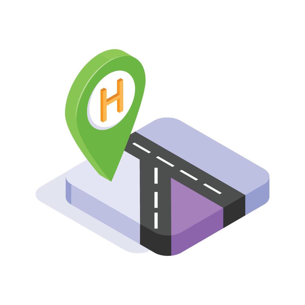 An isometric icon of hospital location, ready for premium use vector