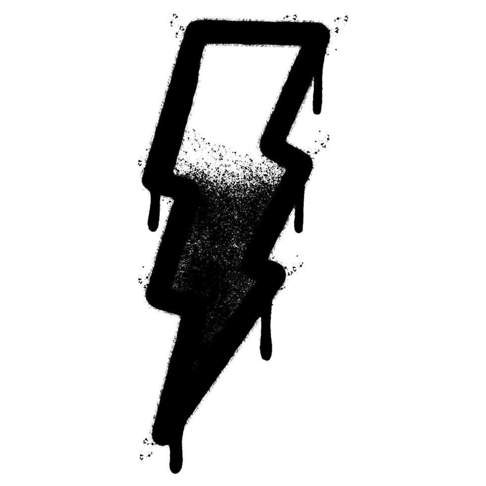 Spray Painted Graffiti electric lightning bolt symbol Sprayed isolated with a white background. graffiti electric lightning bolt icon with over spray in black over white. vector