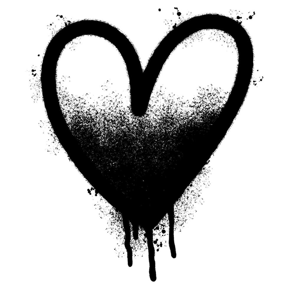 Spray Painted Graffiti heart icon Sprayed isolated with a white background. graffiti love icon with over spray in black over white. vector