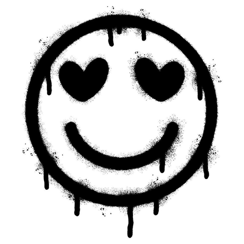Spray Painted Graffiti smiling face emoticon isolated on white background. vector
