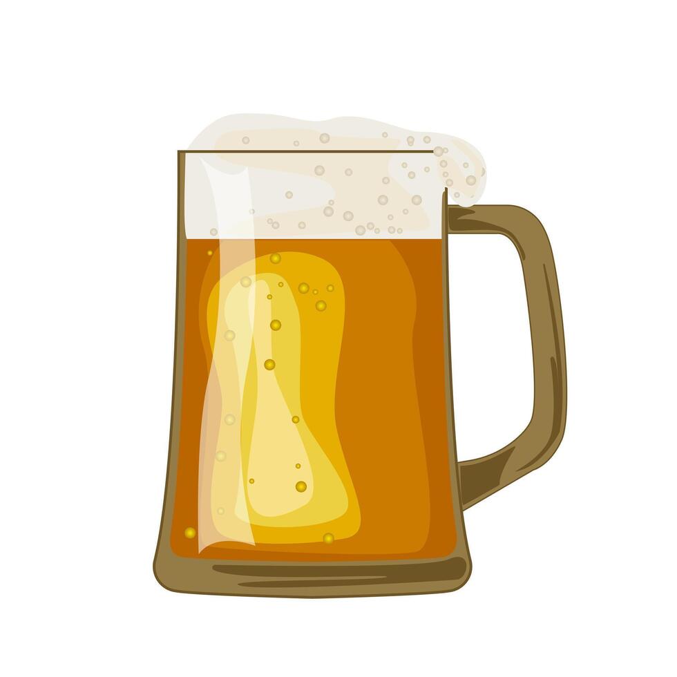 Beer glass filled to the brim with a golden amber brew. Beer mug with foam. designs for use in banner,poster,card,invitation. Oktoberfest vector