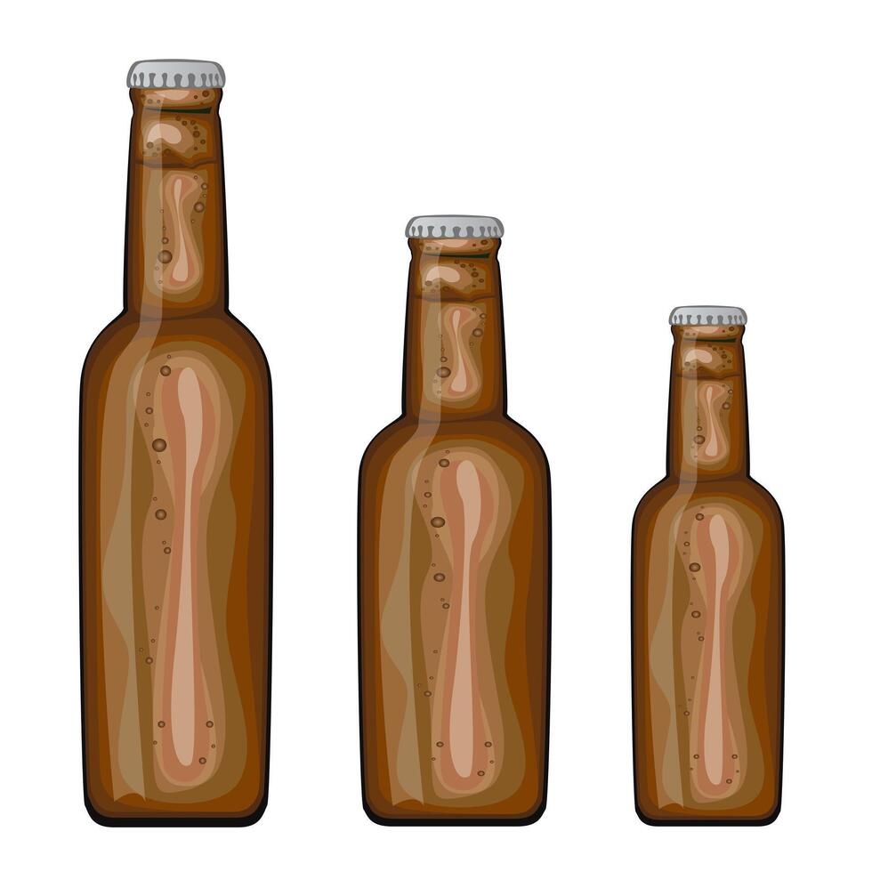 Set brown bottles of beer. designs for use in banner,poster,card,invitation. Oktoberfest vector