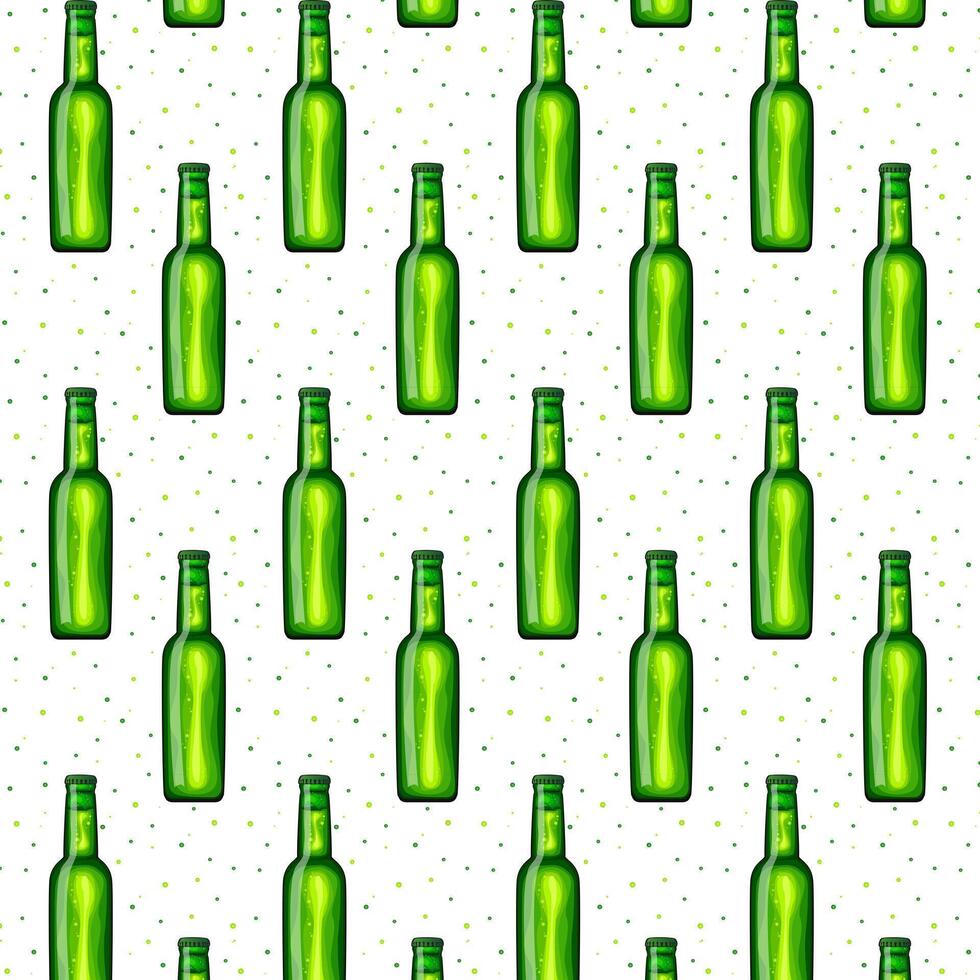 Seamless pattern green bottles of beer. designs for use in banner,poster,card,invitation. Oktoberfest vector