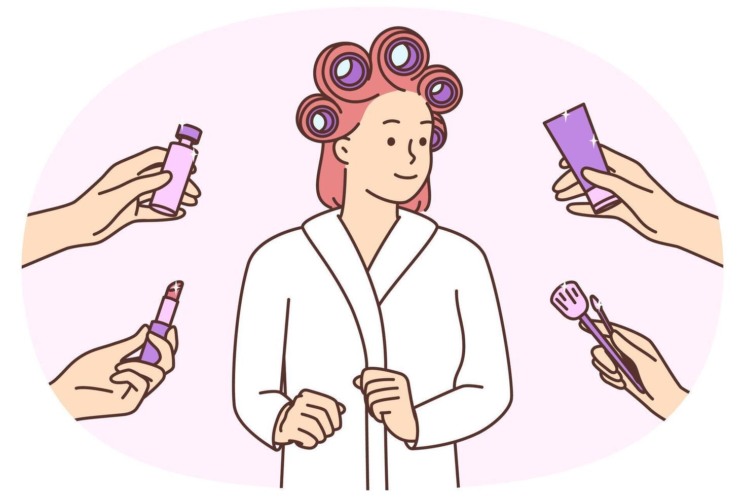 Smiling woman ready to do makeup vector