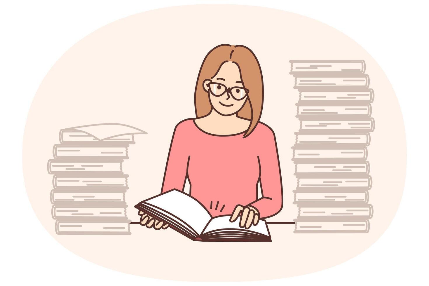 Smart woman read book study in library vector