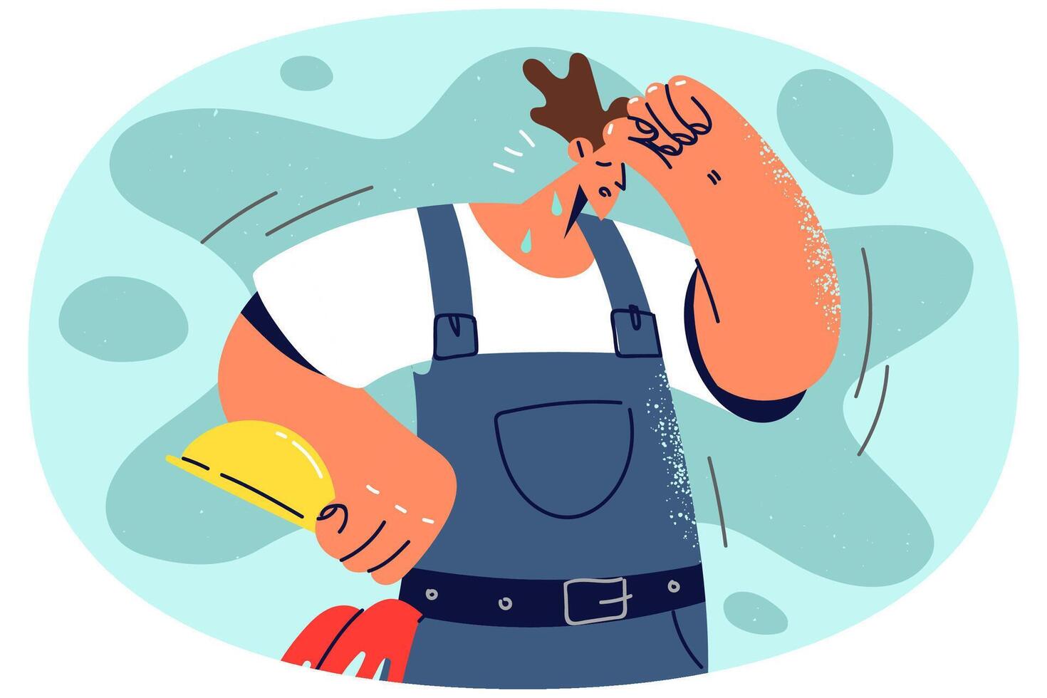 Tired male mechanic suffer from fatigue vector