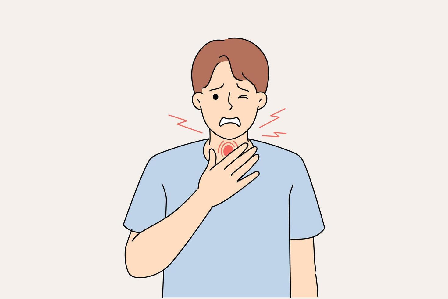 Sore throat in man infected with dangerous infection, causing destruction of immune system vector