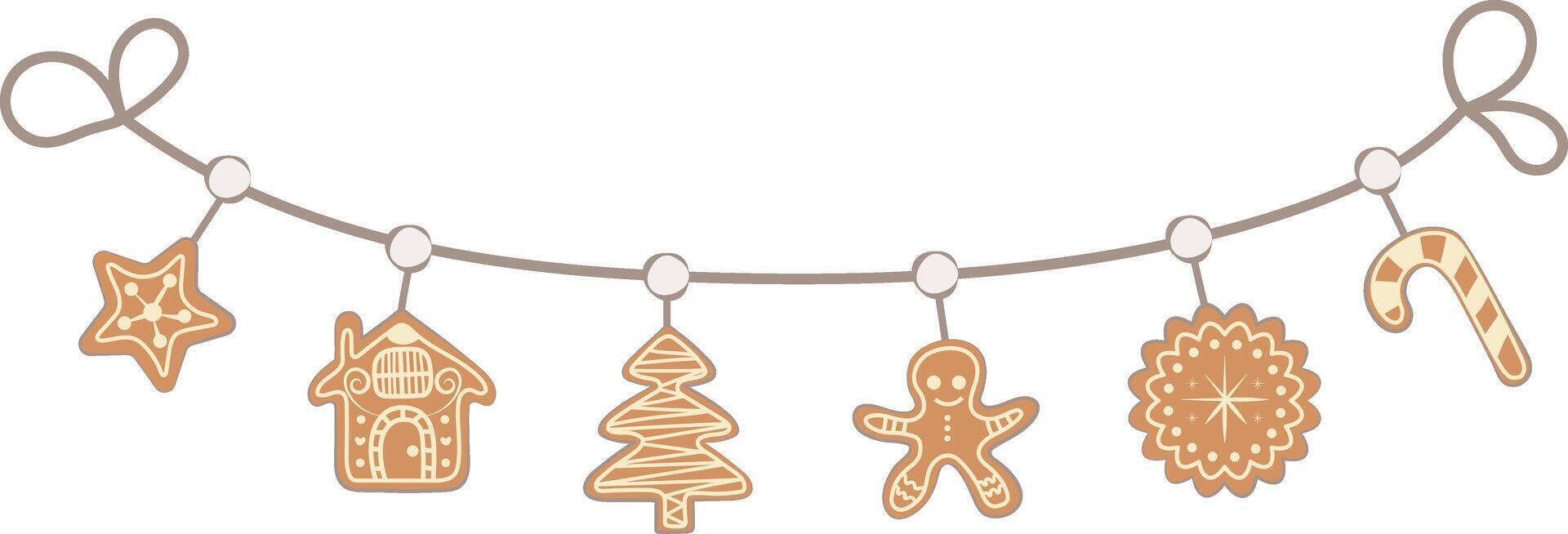 Cute Christmas Gingerbread Man Bake Decoration Doodle Illustration Graphic Element vector