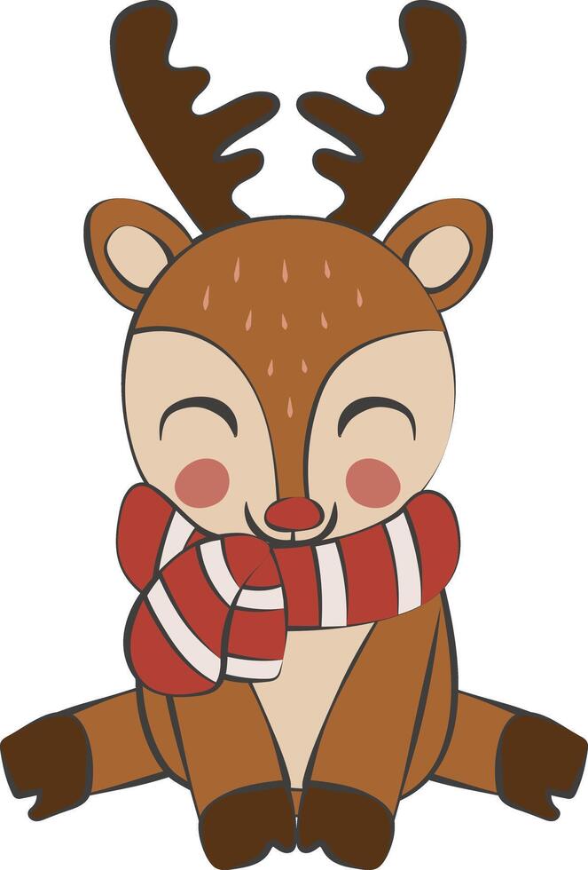 Cute Rudolph Christmas Reindeer Holiday Decorative Illustration vector