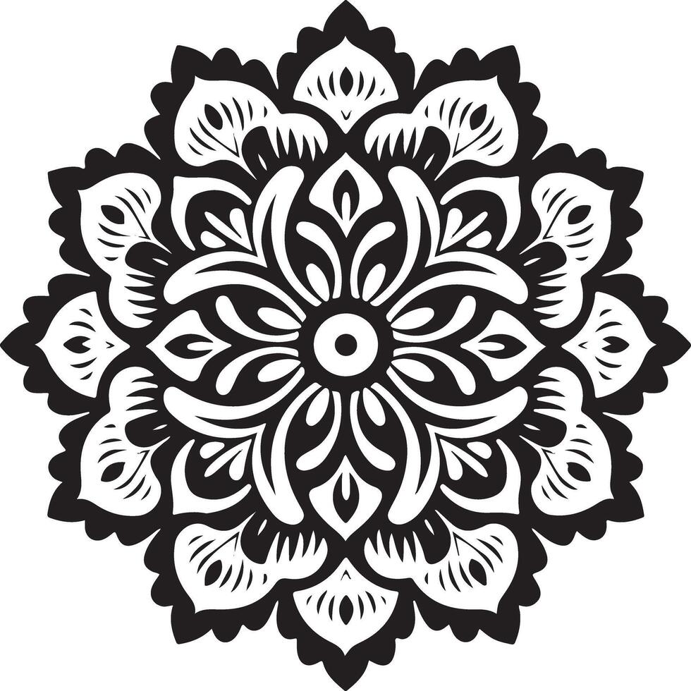 A black and white flower design with a white background vector
