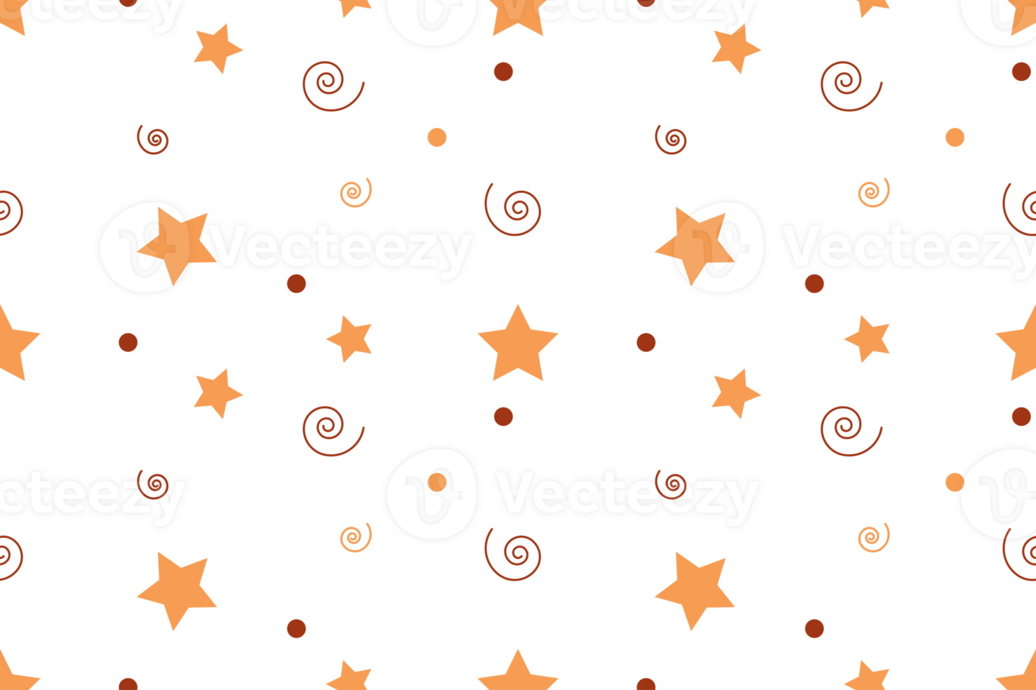 Seamless pattern with stars, dots, and spiral. Repeating pattern for textiles. Endless simple pattern. Wallpaper png