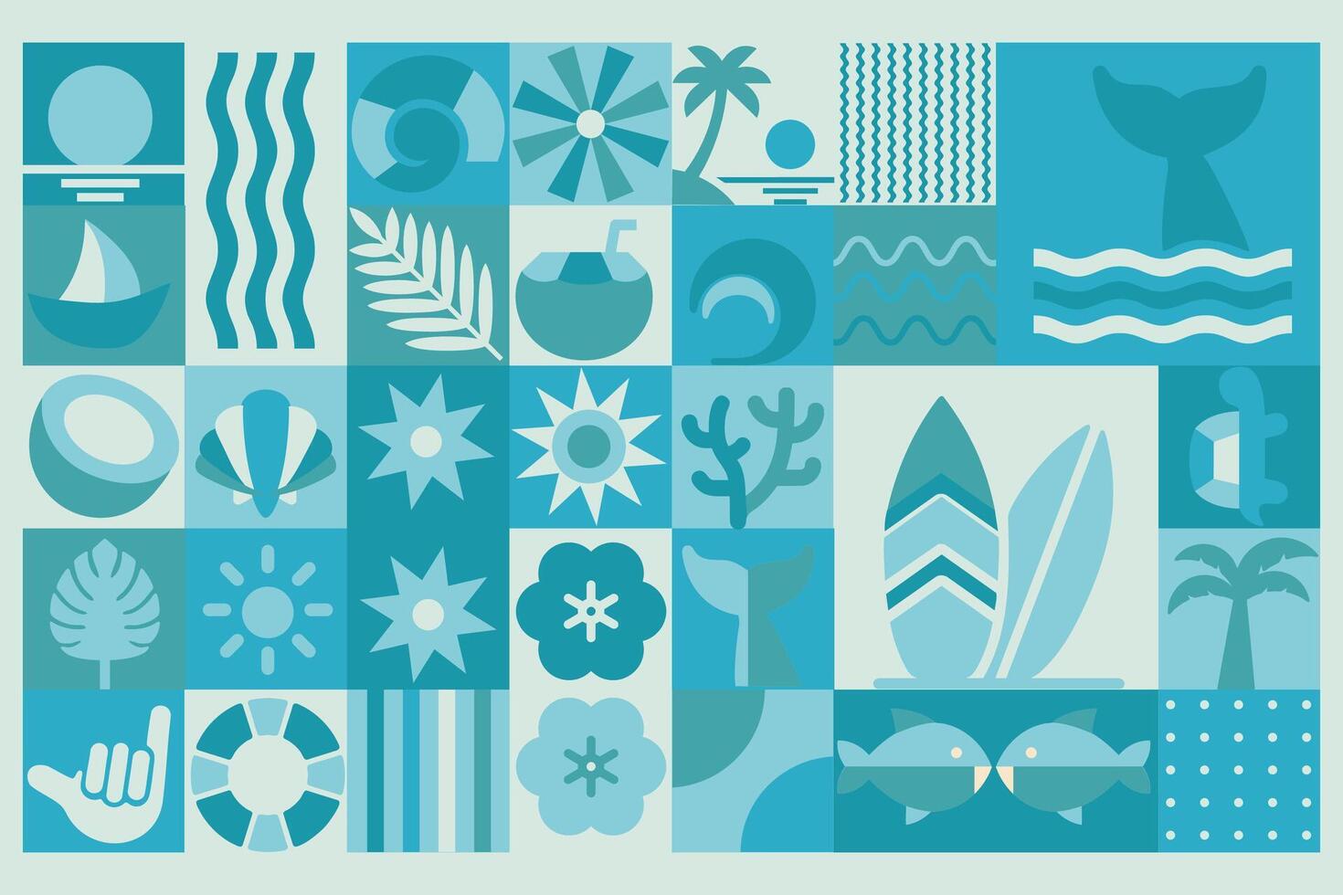 Geometric abstract modern Hawaii summer Bauhaus background pattern silhouette vector