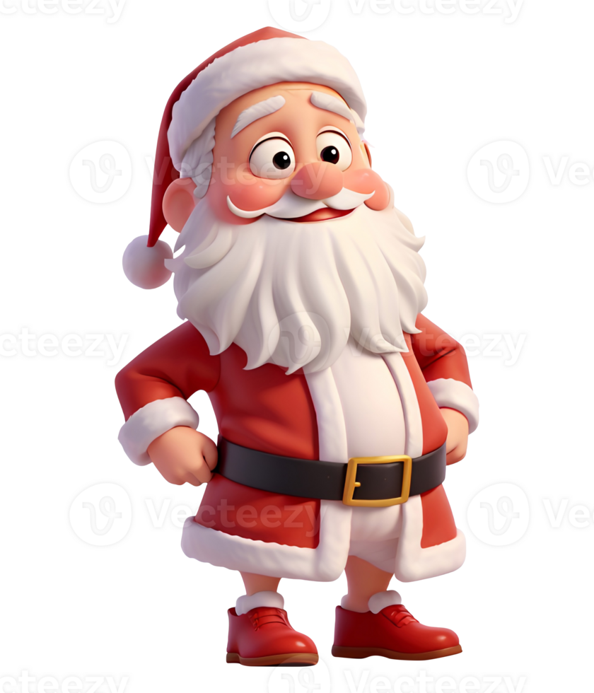 Cartoon Santa Claus isolated on background. Fun christmas character . png