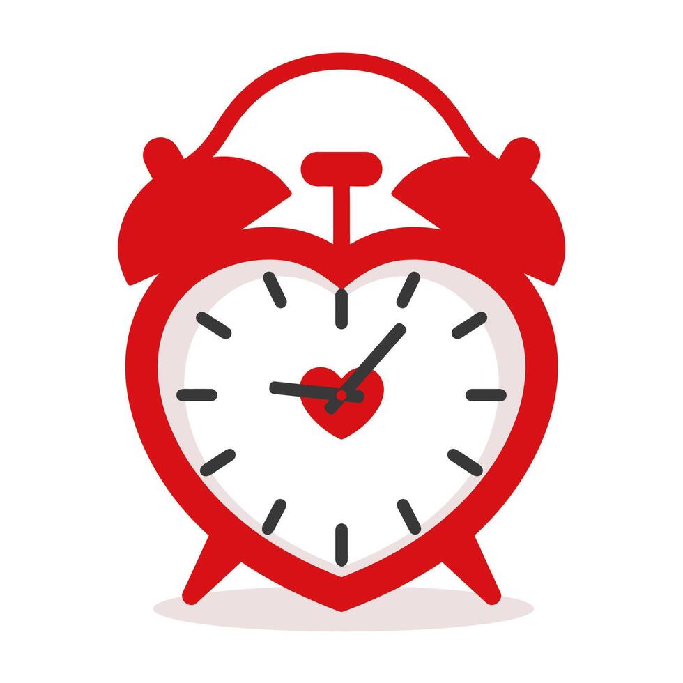 Red alarm clock in the shape of a heart vector