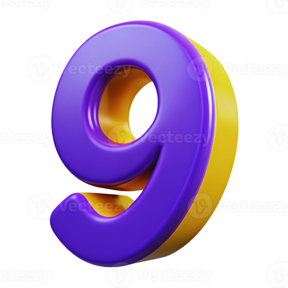 The number 9 is shown in purple and yellow png