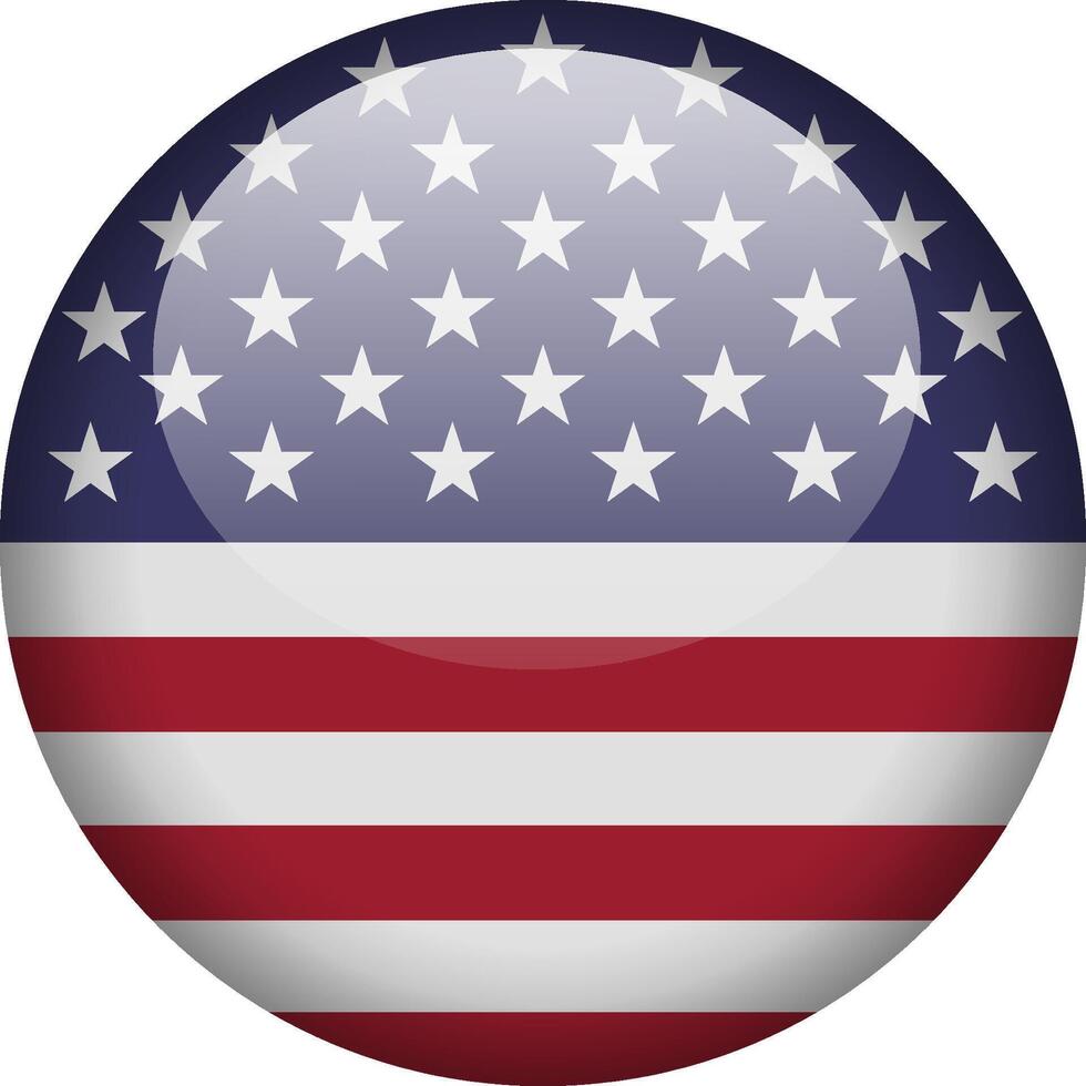 US flag, USA flag round icon vector