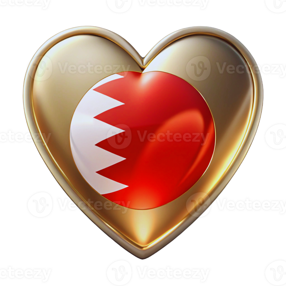 Bahrain flag in a heart shape png