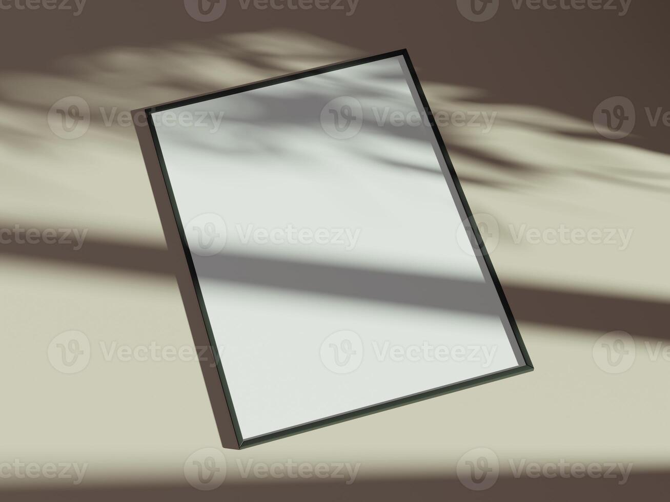 Empty framed canvas for mockups and art illustrations with shadow photo